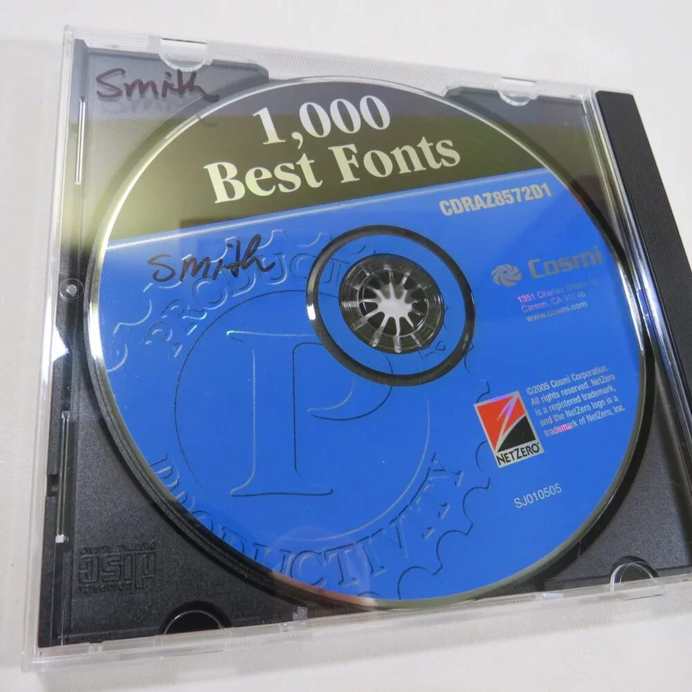 1000 Best Fonts by Cosmi Corp. Computer Game OUT OF DATE SOFTWARE